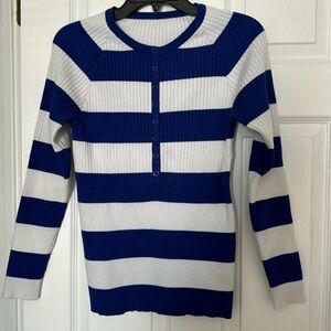 Women’s casual striped knit shirt button skinny long sleeve